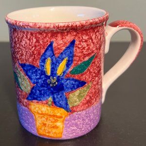 Certified International CIC Ceramic Floral Coffee Mug Painted Flower in Pot